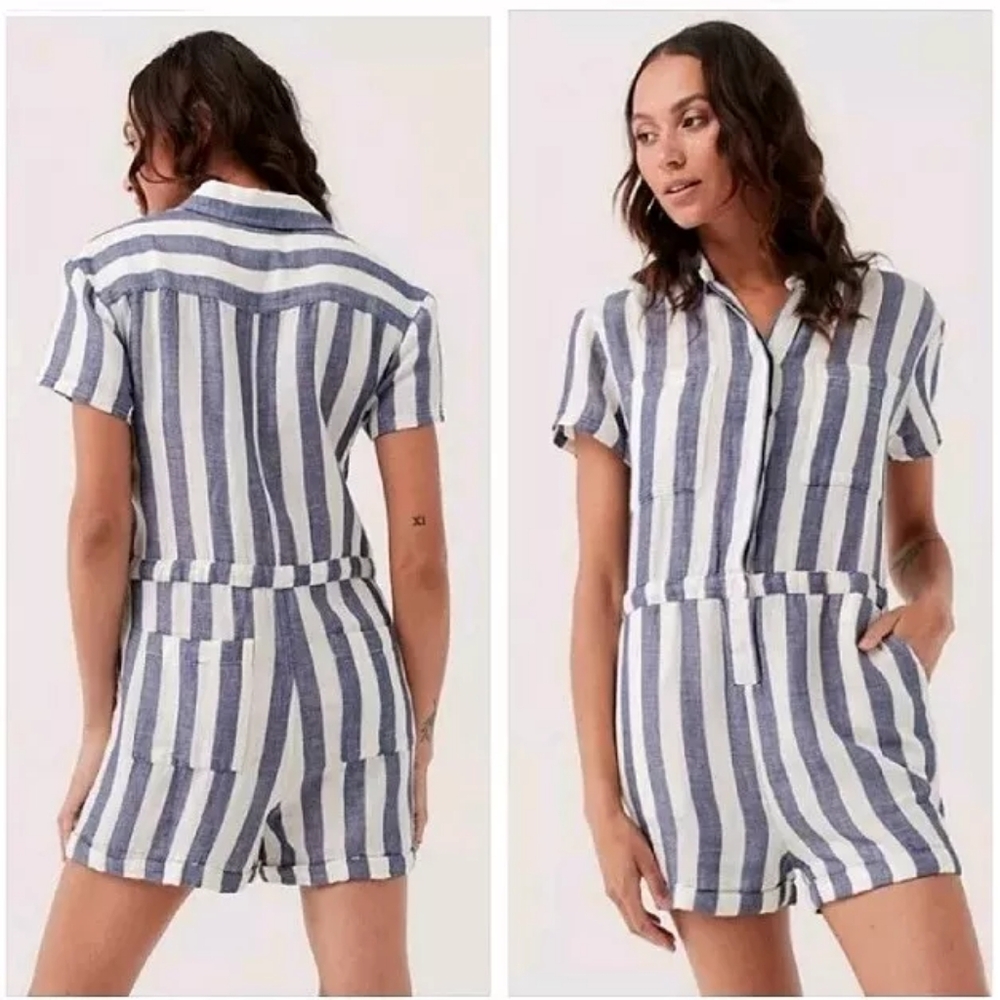 Pact Womens Hemp & Organic Cotton Blend The Harbor Romper Overall Size M